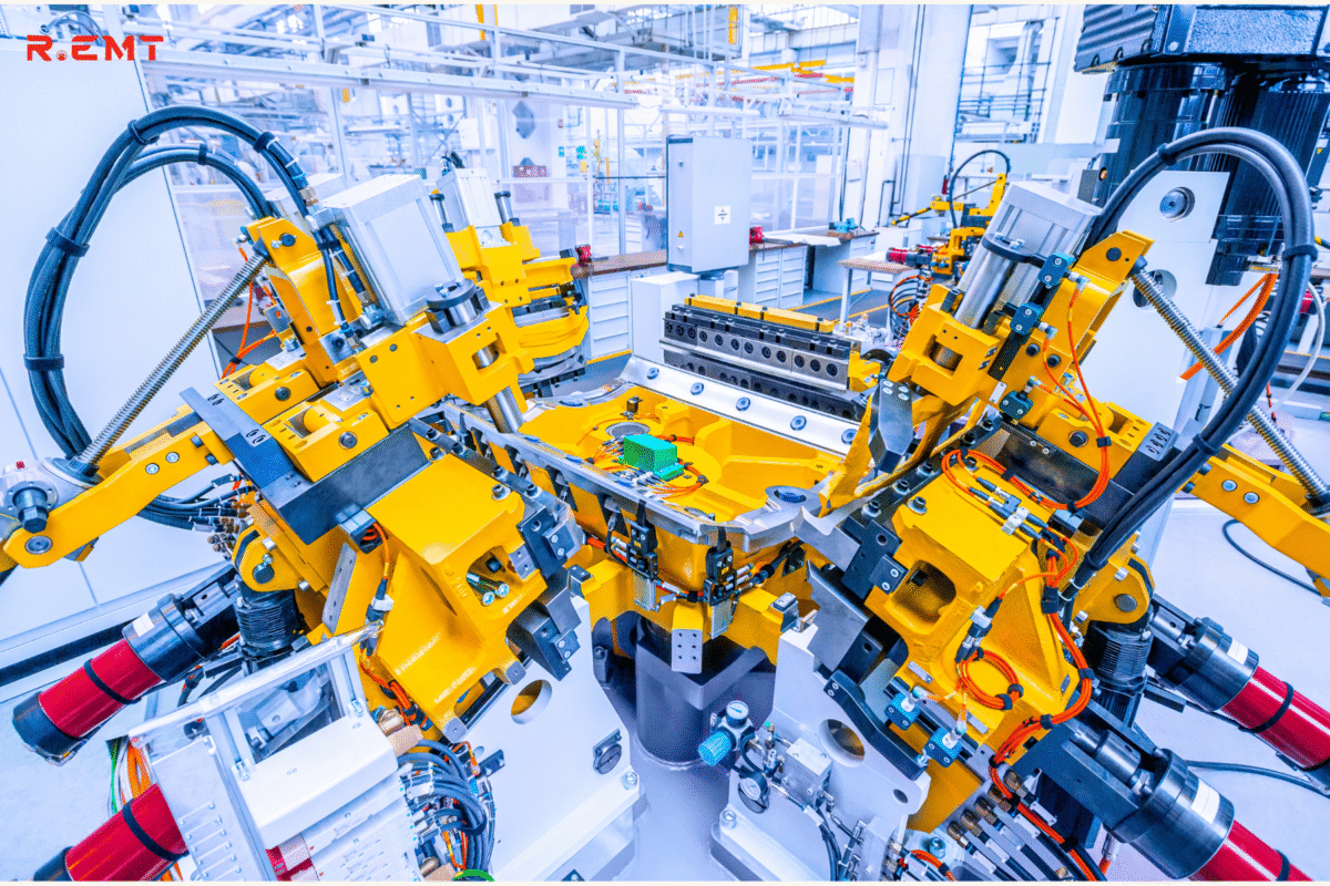 robot công nghiệp trong nhà máy sản xuất
