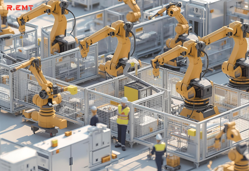 Sử dụng hàng rào an toàn khi có robot công nghiệp trong nhà máy