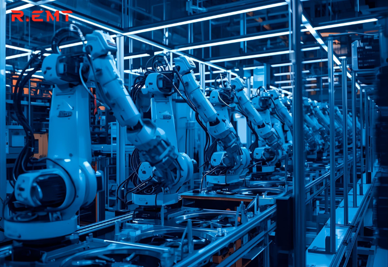 Robot công nghiệp trong nhà máy hiện đại 